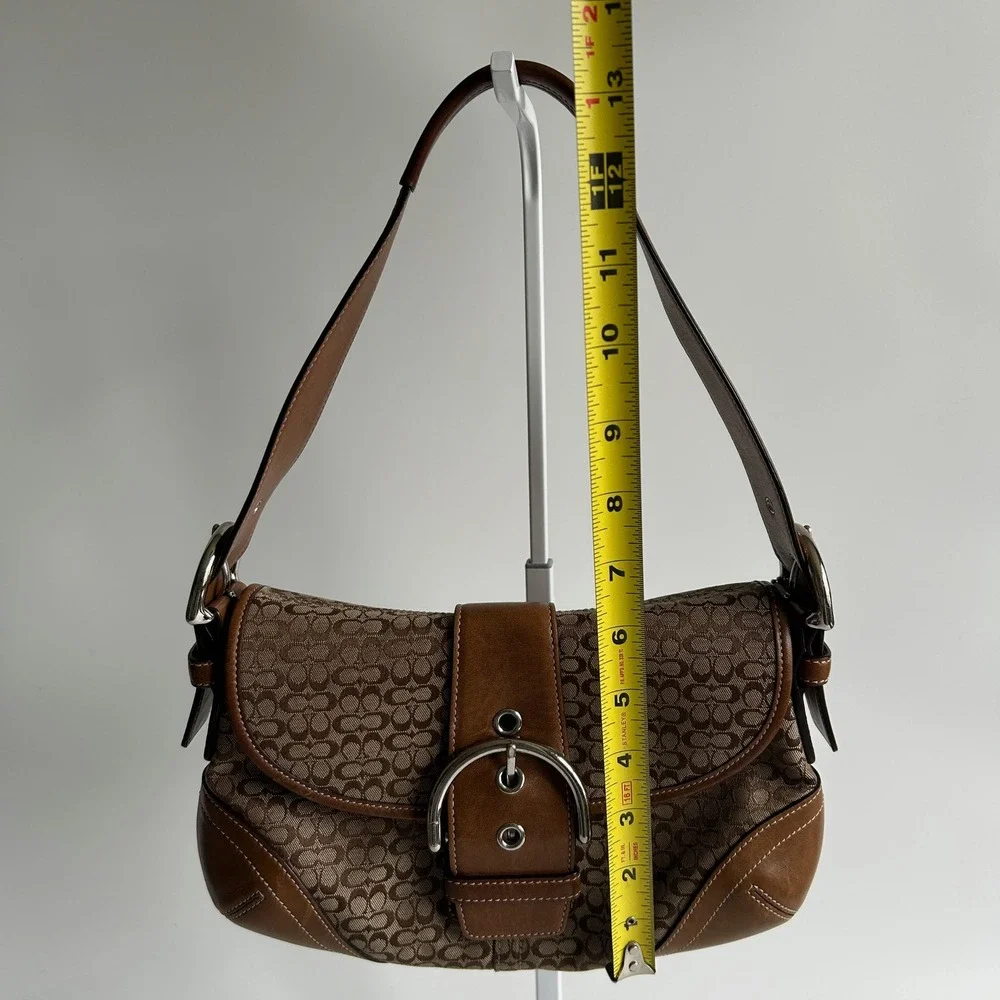 Coach Soho Flap Brown Signature Canvas Leather Shoulder Bag 6818 Good